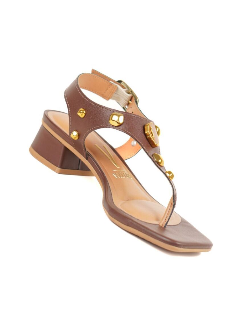 Sandália Salto Bloco Baixo Vizzano Chocolate