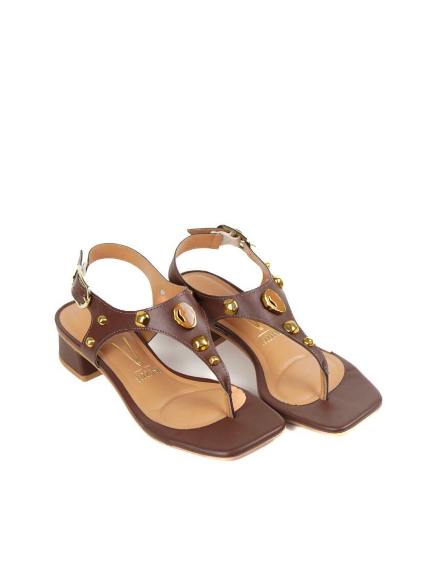 Sandália Salto Bloco Baixo Vizzano Chocolate