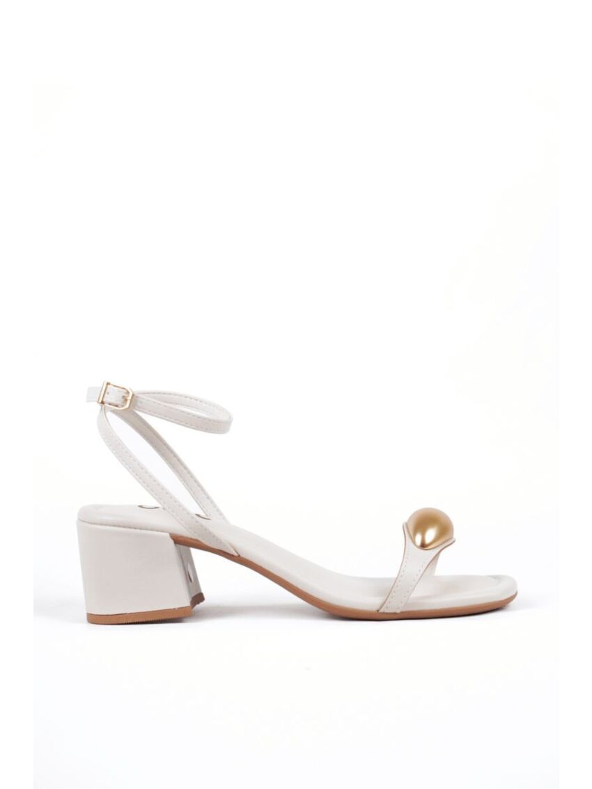 Sandália Salto Baixo Darc Off White
