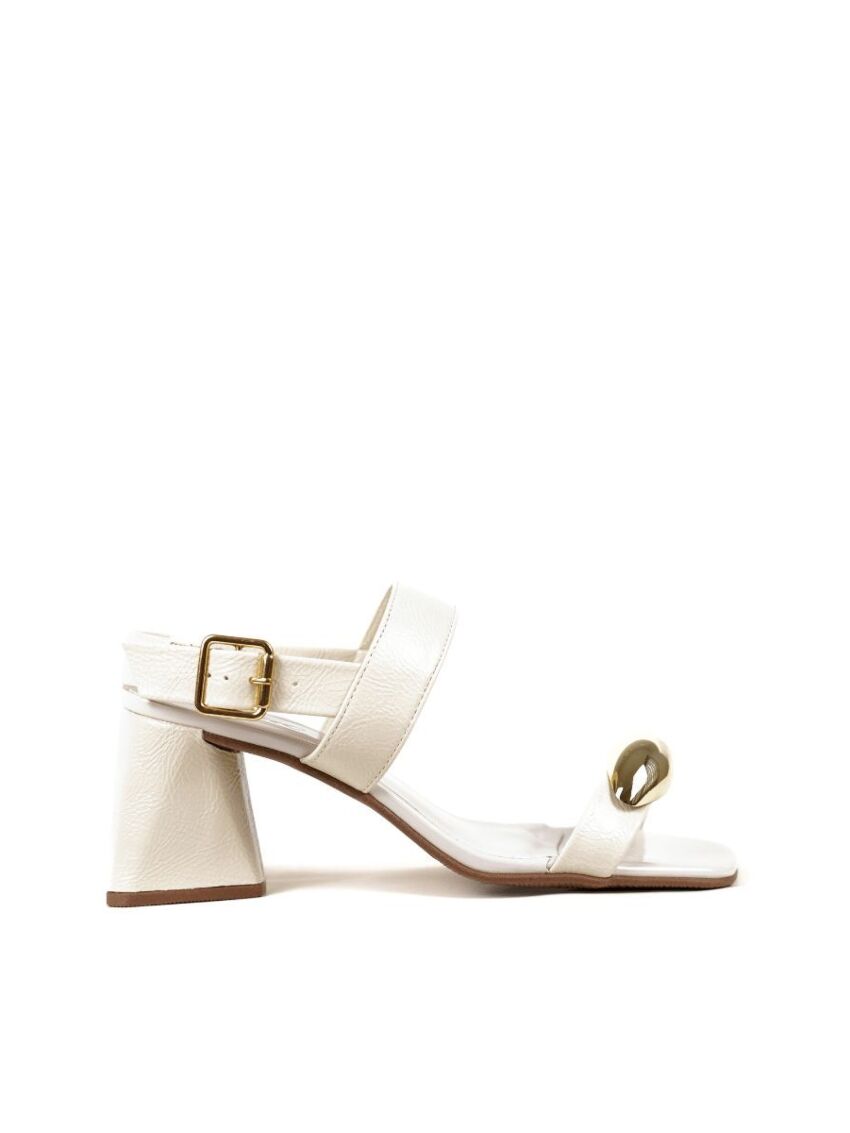 Sandália Salto Bloco Baixo Darc Off White