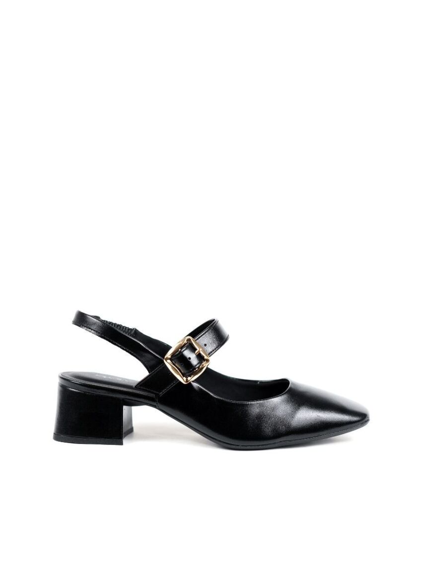 Slingback Salto Baixo Darc Preto