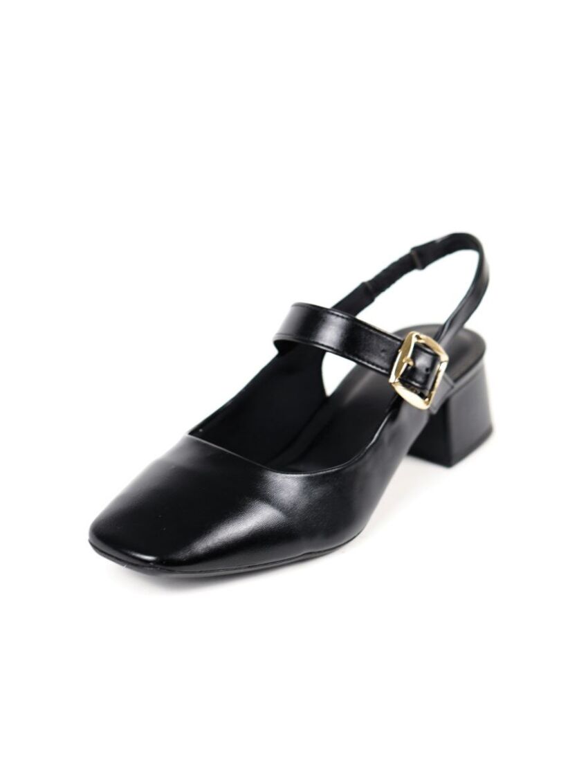 Slingback Salto Baixo Darc Preto