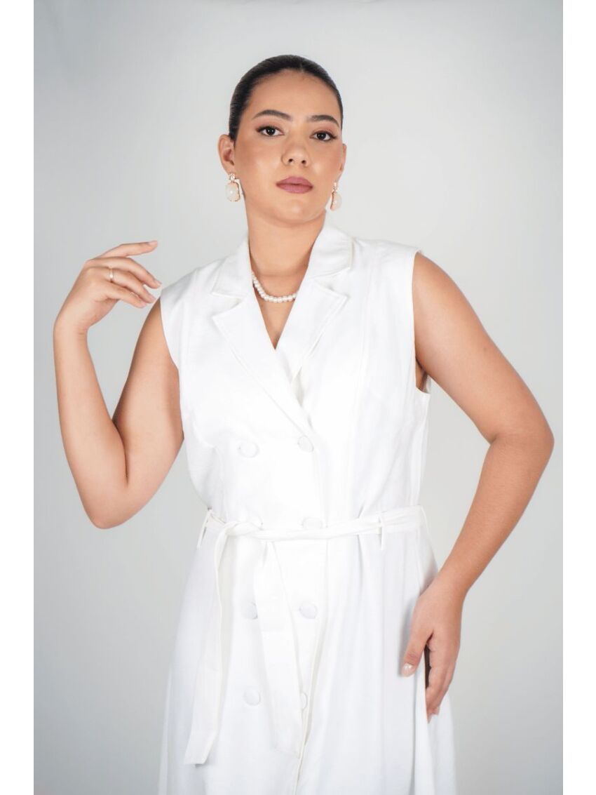 Vestido Midi Transpassado Thayla Rebeca Off White