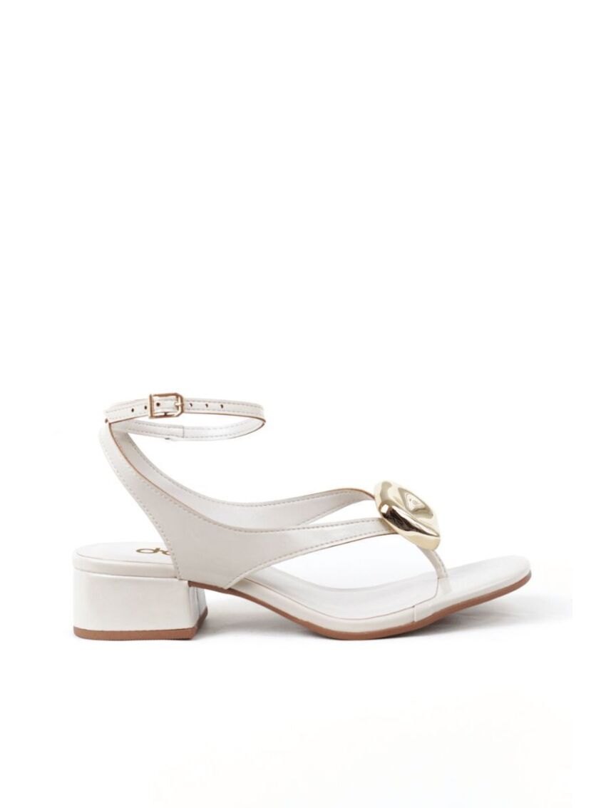 Sandália Flip-Flop Salto Baixo Bloco Darc Off White