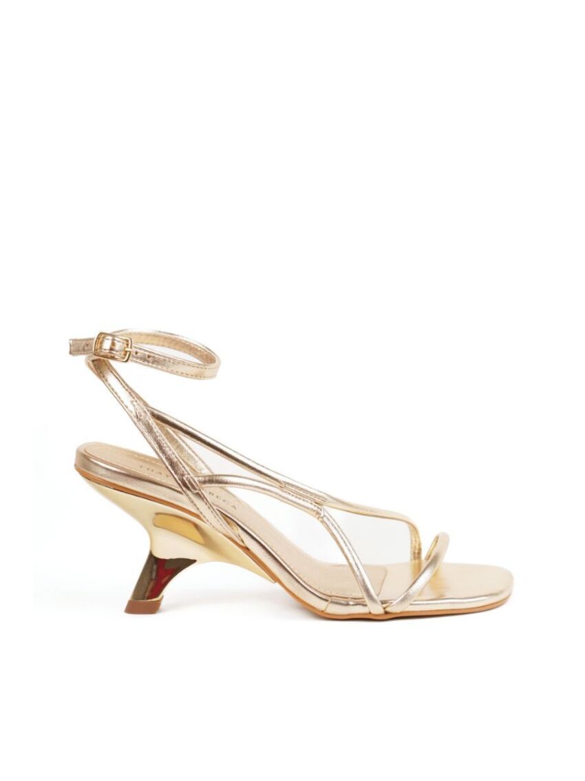 Sandália Salto Médio Thayla Rebeca Champangne