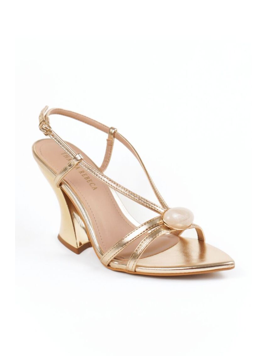 Sandália Salto Alto Thayla Rebeca Champangne