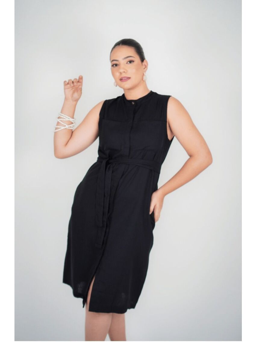 Vestido Chemise Midi Darc Preto