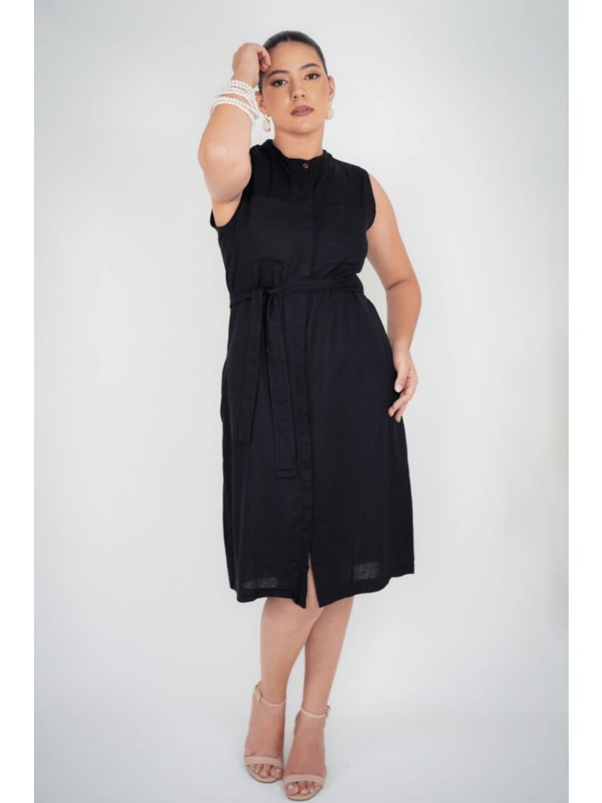 Vestido Chemise Midi Darc Preto