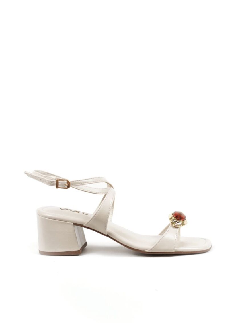 Sandália Salto Baixo Bloco Darc Intense Off White