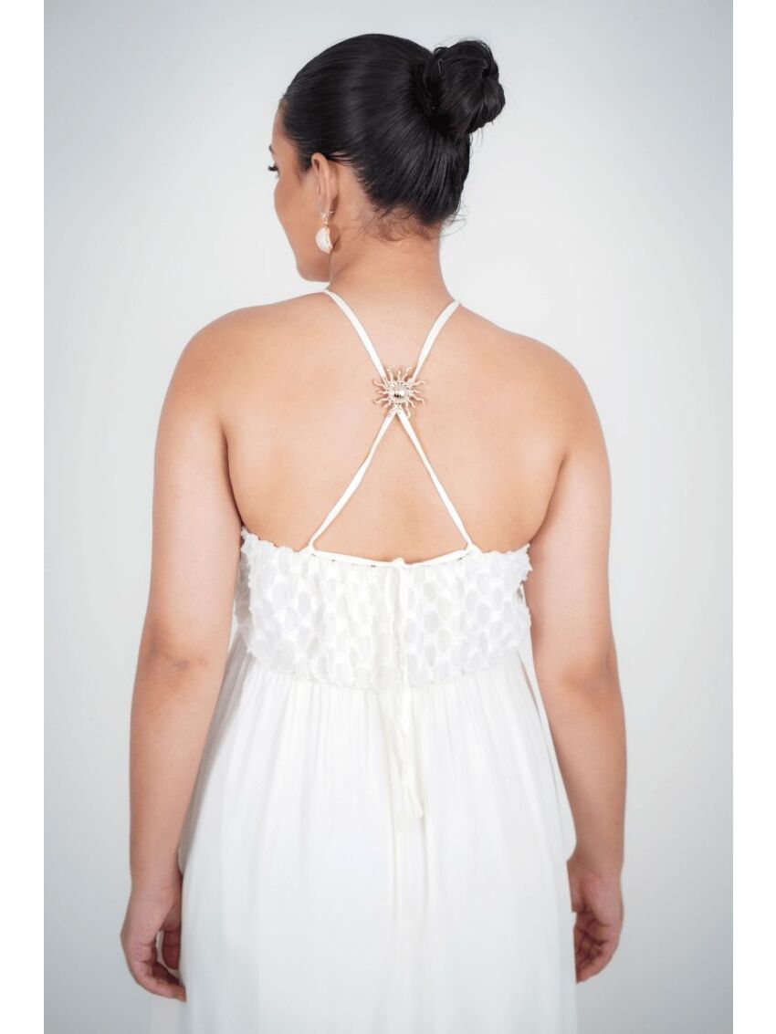 Vestido Longo Alça Darc Bege Claro