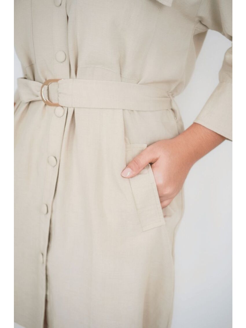 Vestido Chemise Curto Darc Bege